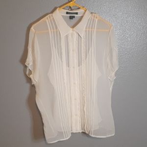 Off white sheer blouse with under tank
